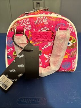 Von Dutch Bright Pink Logo-Print Mini Satchel
